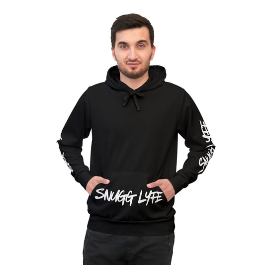 Athletic Hoodie — "SNUGG LYFE" Graphic Pullover with Sleeve Script
