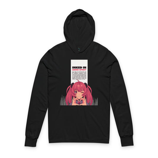 Anime-Inspired Unisex Hooded Long Sleeve Tee, Cute Graphic Tee, Casual Streetwear, Gifts for Anime Lovers, Cozy Everyday Wear