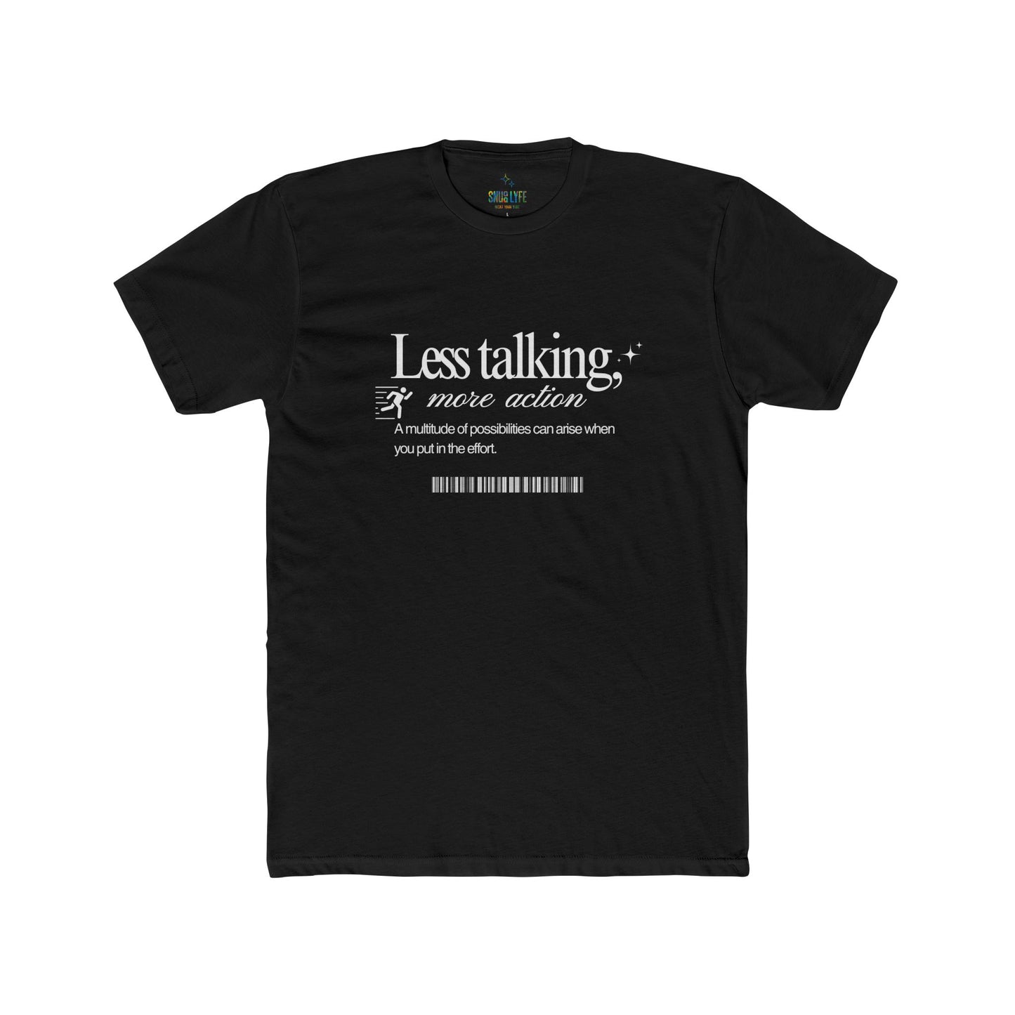Action Motivational Tee, Unisex Cotton Crew Shirt, Inspirational Top, Casual Wear, Gift for Creatives, Everyday Essentials