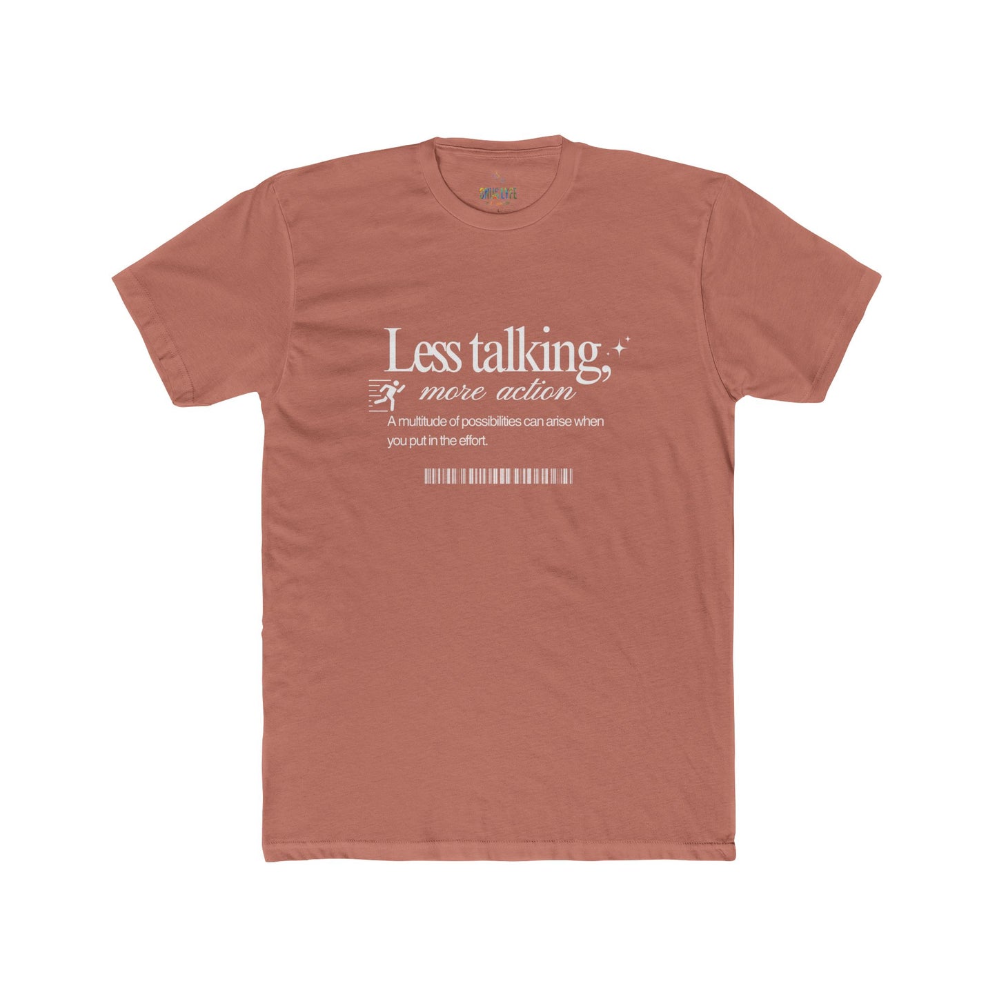 Action Motivational Tee, Unisex Cotton Crew Shirt, Inspirational Top, Casual Wear, Gift for Creatives, Everyday Essentials