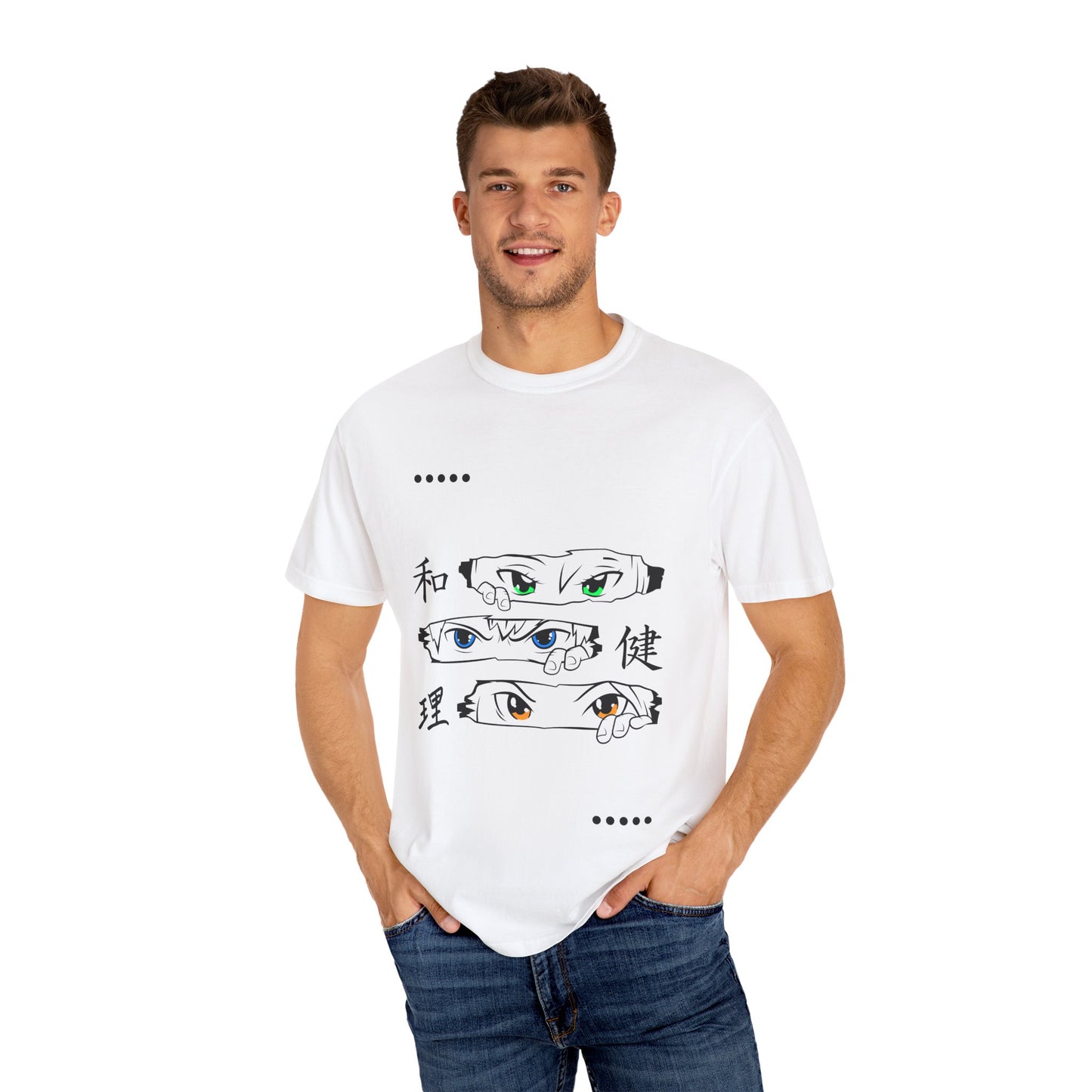 Garment-Dyed T-Shirt with Unique Eye Design, Casual Wear, Unisex Fashion, Gift for Him/Her, Everyday Tee, Artistic Apparel