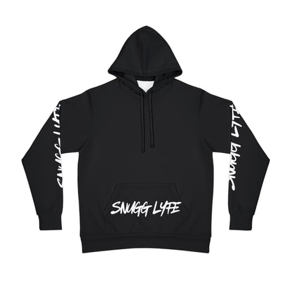 Athletic Hoodie — "SNUGG LYFE" Graphic Pullover with Sleeve Script