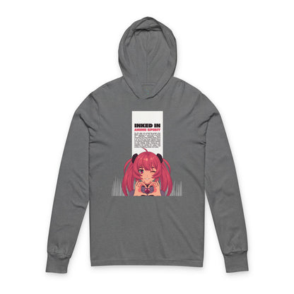 Anime-Inspired Unisex Hooded Long Sleeve Tee, Cute Graphic Tee, Casual Streetwear, Gifts for Anime Lovers, Cozy Everyday Wear