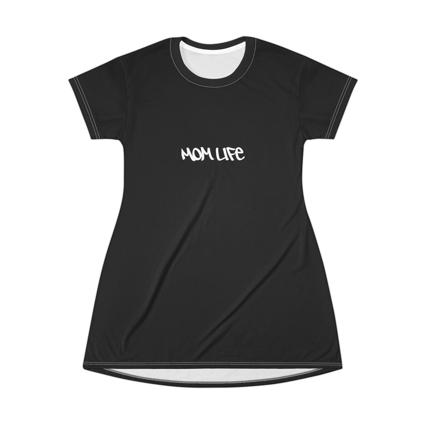 Mom Life T-Shirt Dress – Casual Black Graphic Dress for Moms