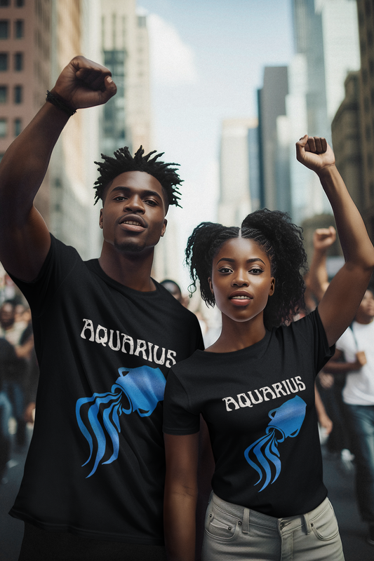 Aquarius Unisex Cotton Crew Tee | Zodiac T-Shirt, Astrology Gift, Birthday Tee, Horoscope Apparel, Astrology Lover's Gift