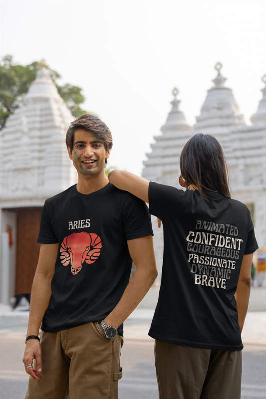 Aries Zodiac Crew Tee, Astrology Shirt, Unisex T-Shirt, Horoscope Apparel, Gift for Aries Season, Confidence and Courage Tee