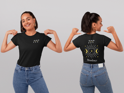 Lucky 777 Abundance Tee — Moon & Sun Spiritual Graphic T-Shirt