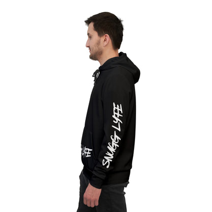 Athletic Hoodie — "SNUGG LYFE" Graphic Pullover with Sleeve Script