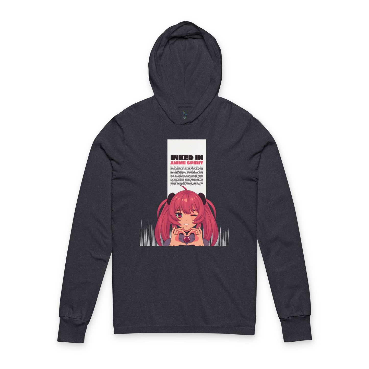 Anime-Inspired Unisex Hooded Long Sleeve Tee, Cute Graphic Tee, Casual Streetwear, Gifts for Anime Lovers, Cozy Everyday Wear