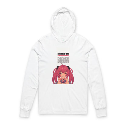 Anime-Inspired Unisex Hooded Long Sleeve Tee, Cute Graphic Tee, Casual Streetwear, Gifts for Anime Lovers, Cozy Everyday Wear