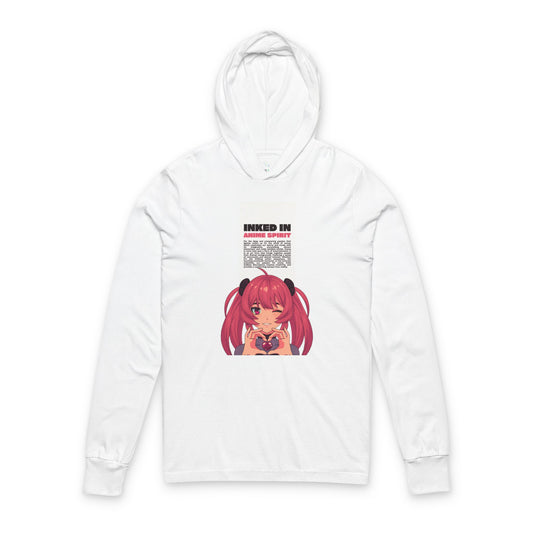 Anime-Inspired Unisex Hooded Long Sleeve Tee, Cute Graphic Tee, Casual Streetwear, Gifts for Anime Lovers, Cozy Everyday Wear