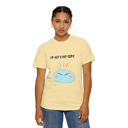 Funny Unisex T-Shirt – "I'm Not a Bad Slime" Tee – Cute Gift for Gamers, Comedians, Casual Wear, Birthdays, or Holidays