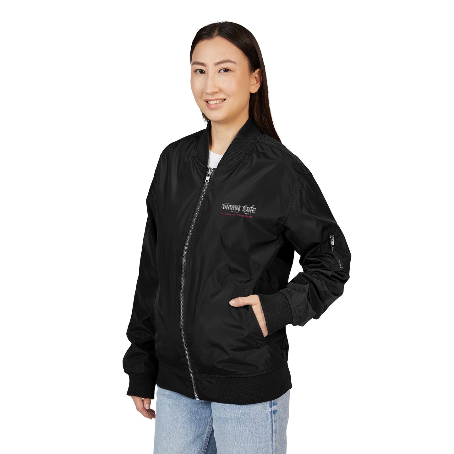Eco-Friendly Embroidered Bomber Jacket | Sustainable Fashion | Streetwear Style | Perfect Gift for Him/Her | Fall/Winter Outerwear | [...]